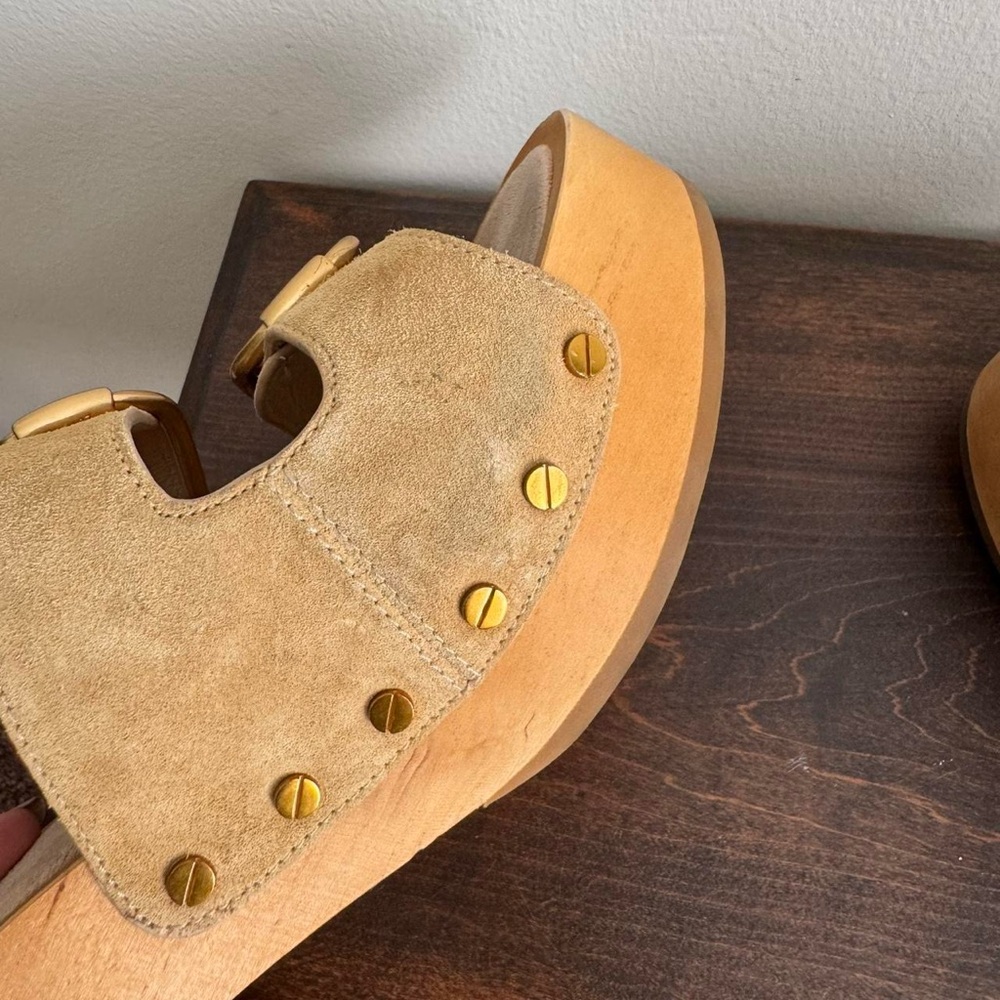 Veronica Beard Halifax Suede Mule Gold 10 - Picture 4 of 8